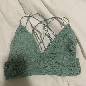Victoria's Secret PINK Sage Green Smocked Padded Bralette (Large)